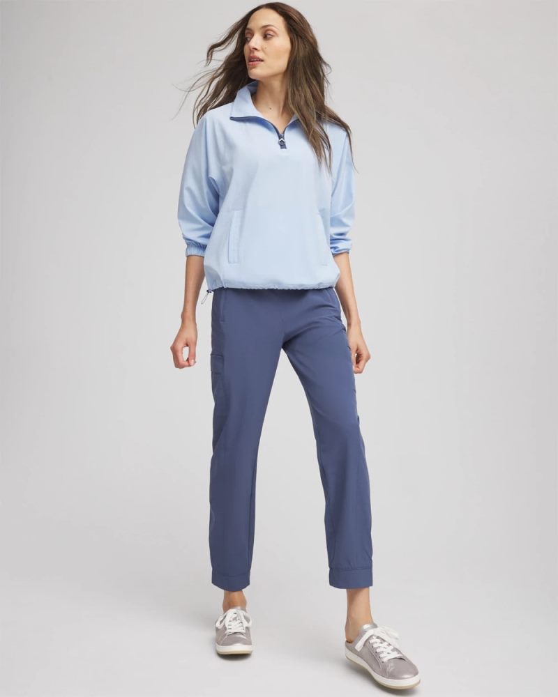 Chicos Zenergy® UPF Half-Zip Mockneck Top - DELPHINIUM BLUE