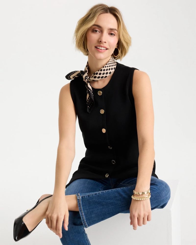 Chicos Refined Crewneck Sweater Vest - BLACK