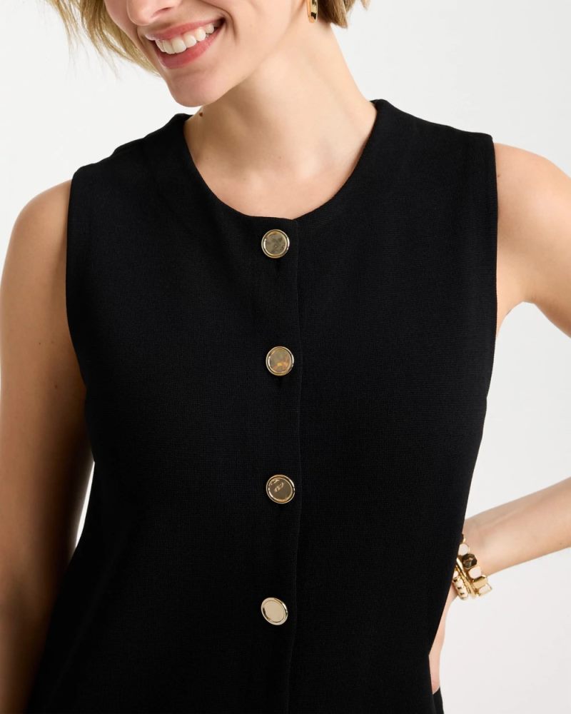 Chicos Refined Crewneck Sweater Vest - BLACK