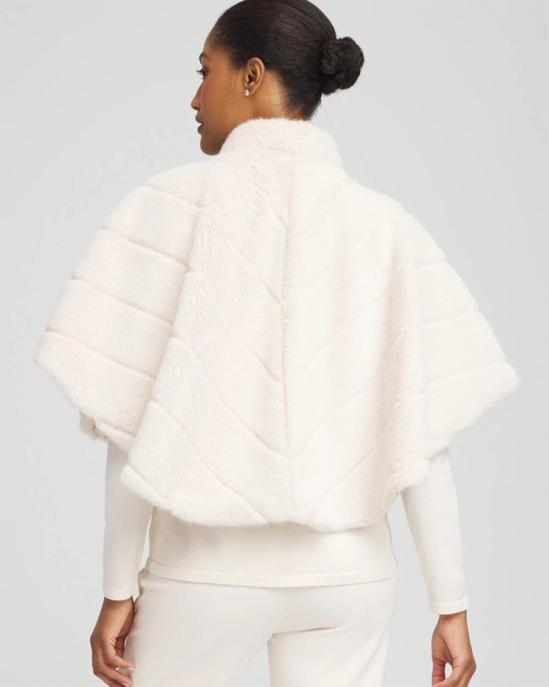 Chicos Faux Fur Funnelneck Capelet - ENGLISH CREAM