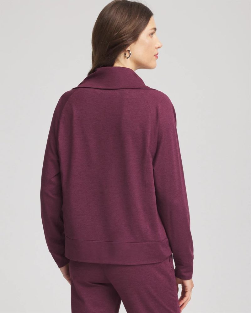 Chicos Zenergy® Cloud Half-Zip Pullover Top - BLACKENED BURGUNDY