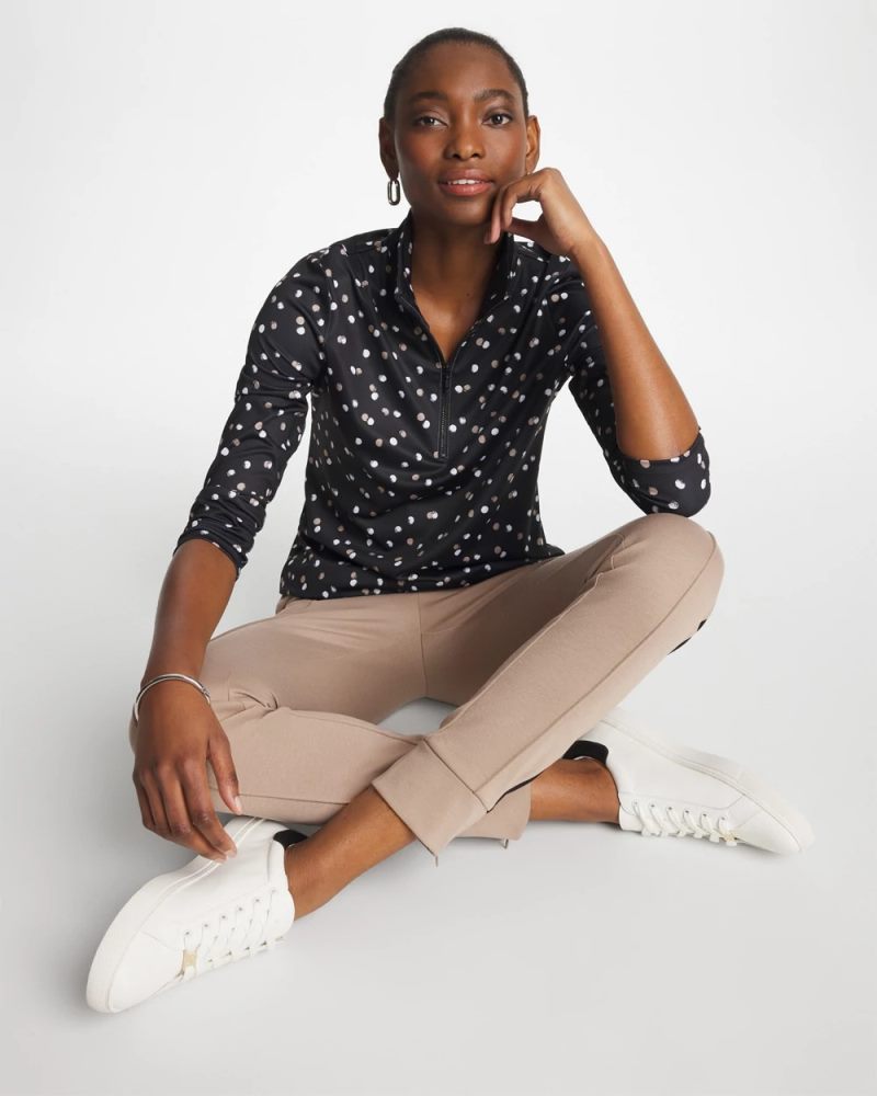 Chicos Zenergy® UPF Spotted Half Zip - STUDIO TAUPE
