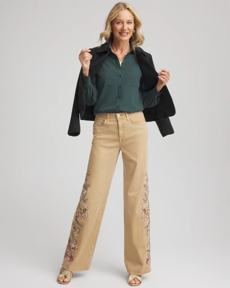 Chicos Classic-Fit Collared Shirt - DARKEST SPRUCE