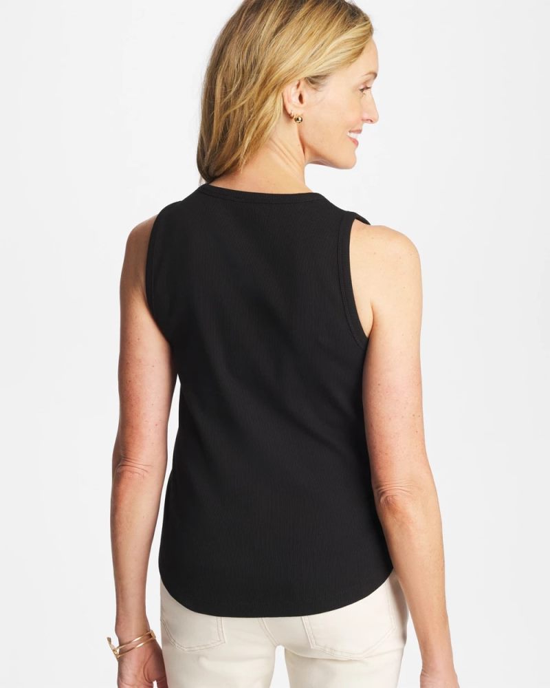 Chicos High Neck Rib Tank - BLACK