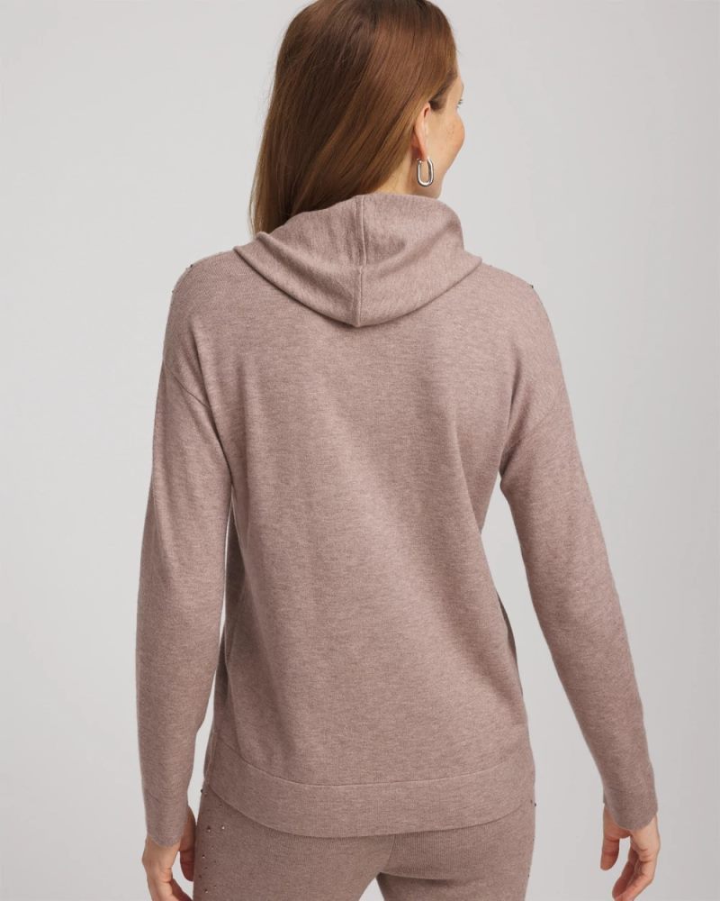Chicos Zenergy® Luxe Rhinestone Sweater - TAUPE HEATHER