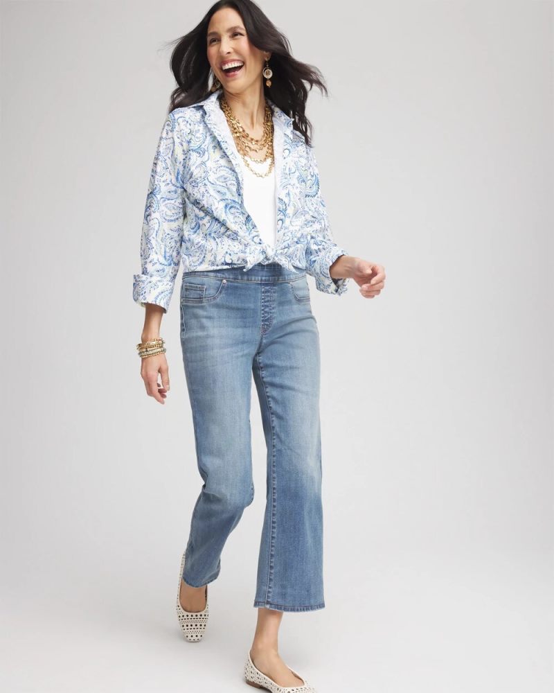 Chicos Pull-On Straight Cropped Jeans - HELENA INDIGO