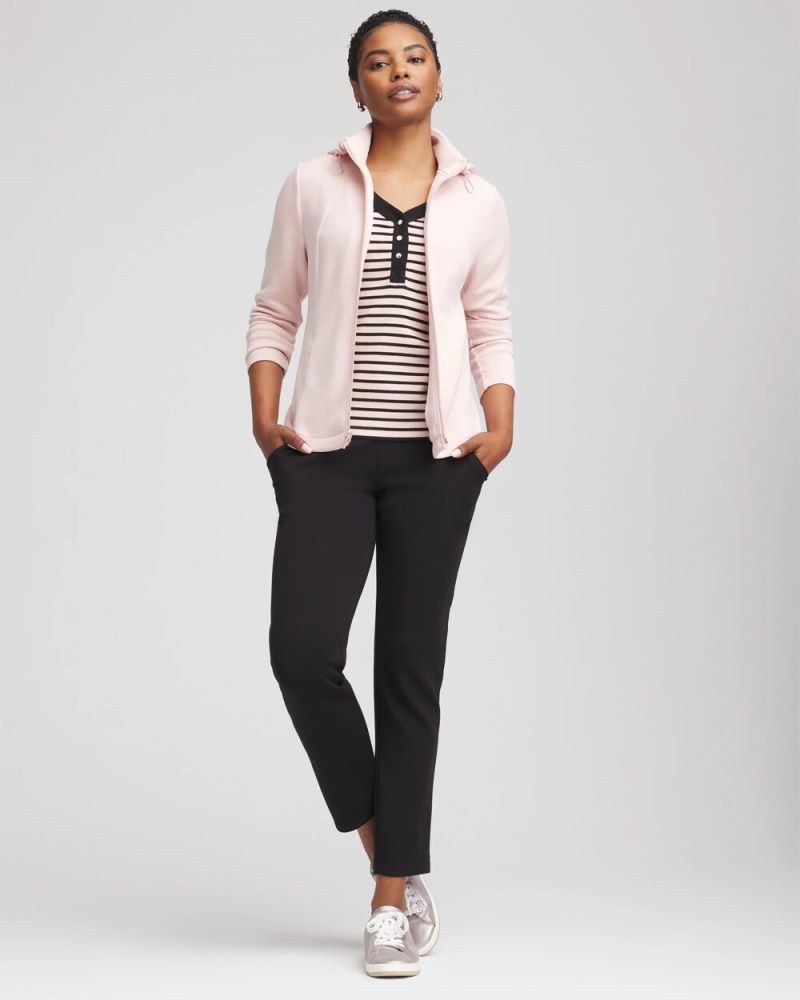 Chicos Zenergy® Ribbed Striped Henley Tee - ROSE SMOKE