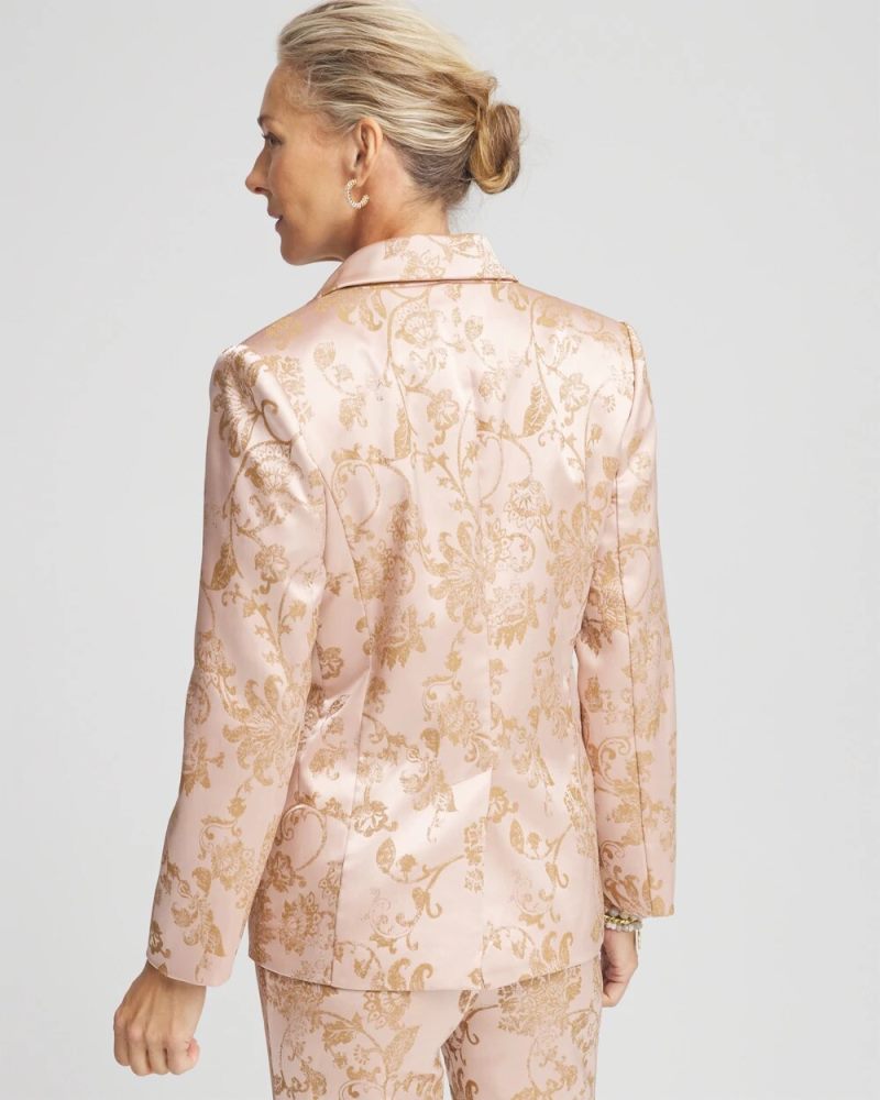 Chicos Satin Jacquard Blazer - ROSE SMOKE