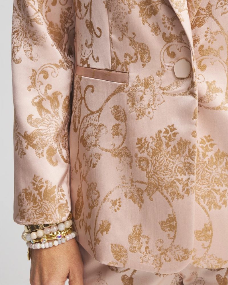 Chicos Satin Jacquard Blazer - ROSE SMOKE