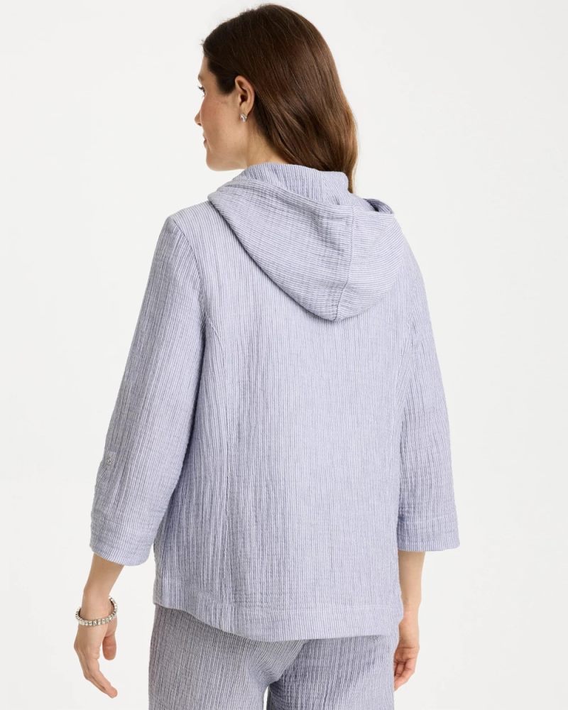 Chicos Zenergy® Striped Gauze Jacket - BLUE