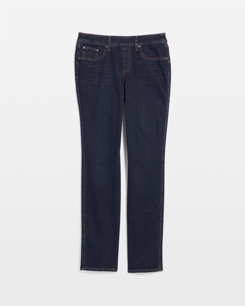 Chicos Pull-On Straight Jeans - DARK RAINIER INDIGO