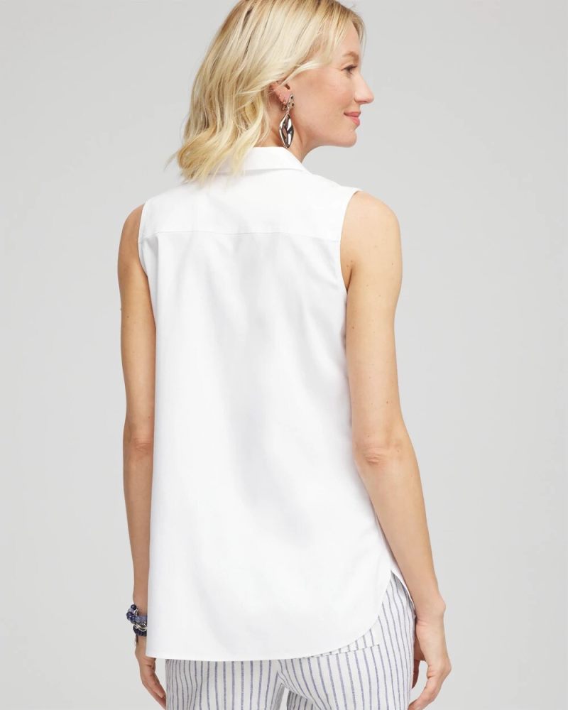 Chicos No Iron Sleeveless Sateen Shirt - OPTIC WHITE