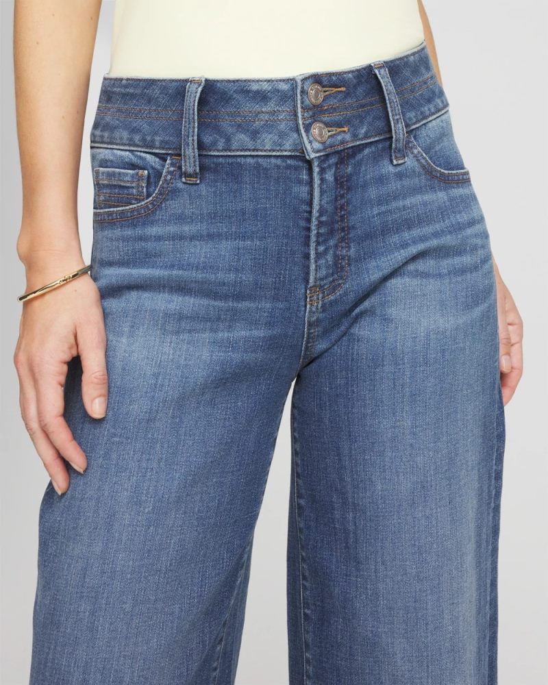 Chicos Double Stitch Wide-Leg Cropped Pants - CAYMAN INDIGO