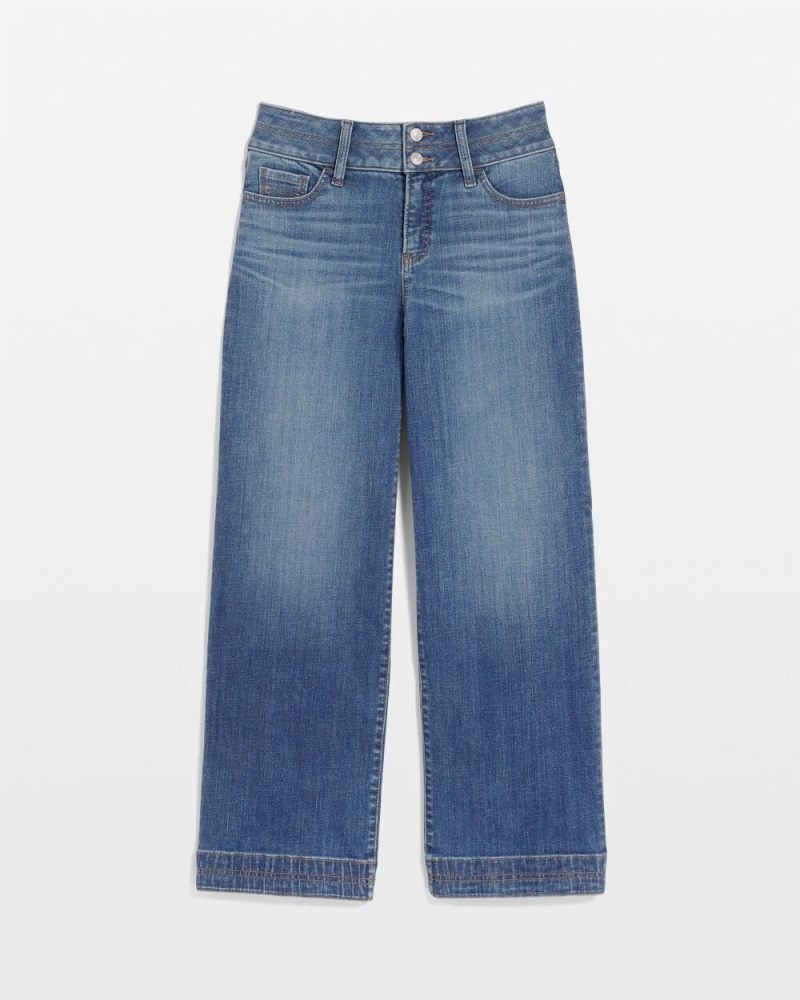 Chicos Double Stitch Wide-Leg Cropped Pants - CAYMAN INDIGO