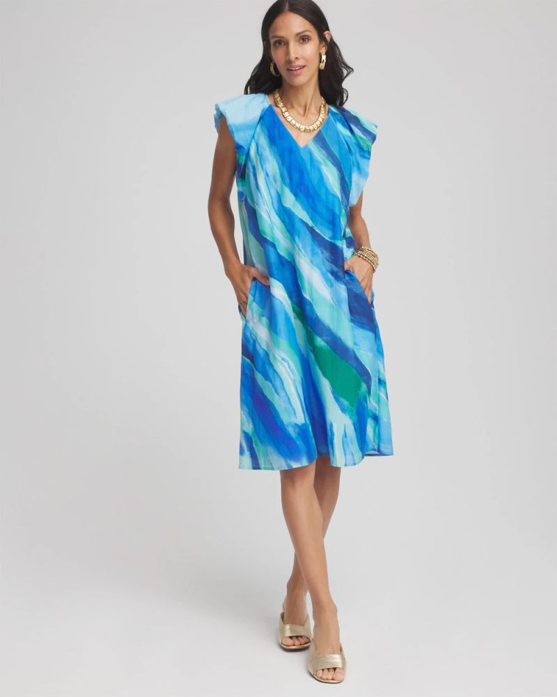 Chicos Cotton-Silk Voile Popover Dress - MULTI