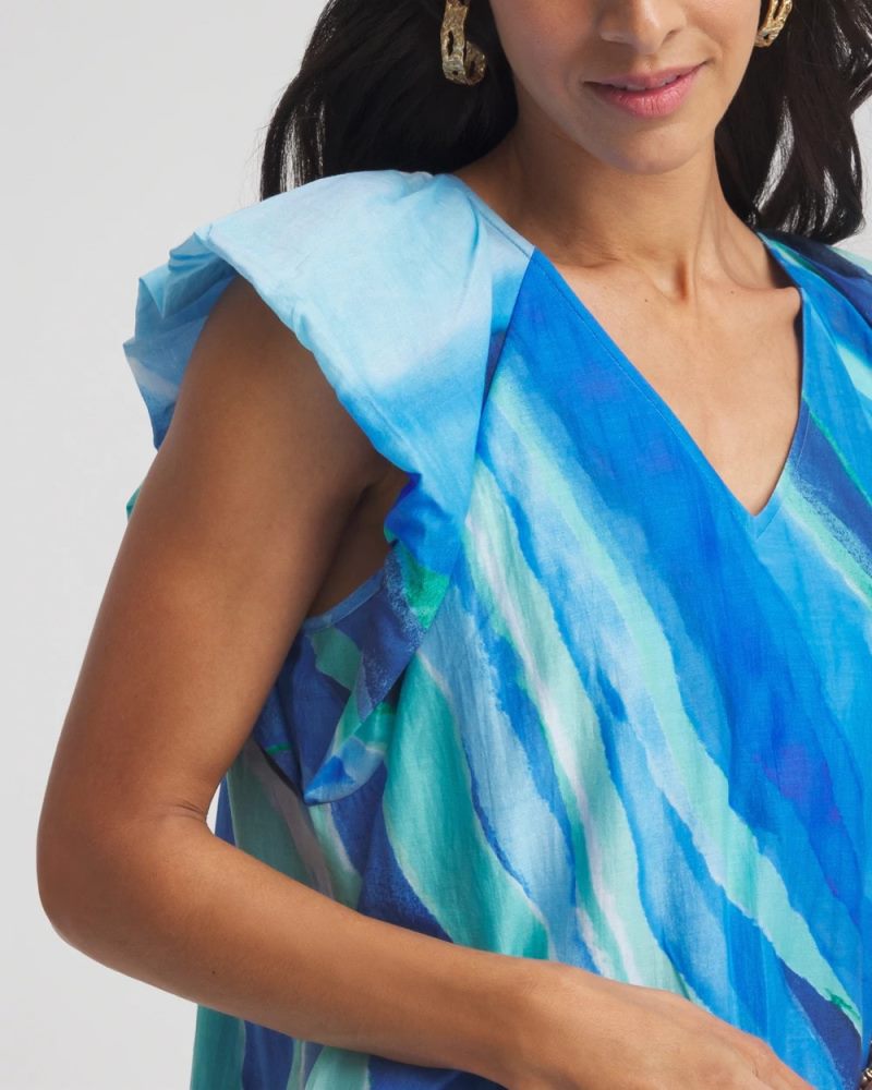 Chicos Cotton-Silk Voile Popover Dress - MULTI