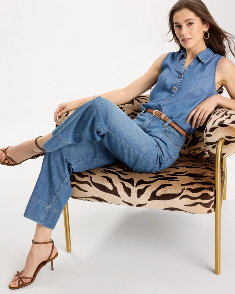 Chicos Petite Lightweight Wide-Leg Ankle Jeans - LAKE COMO WASH