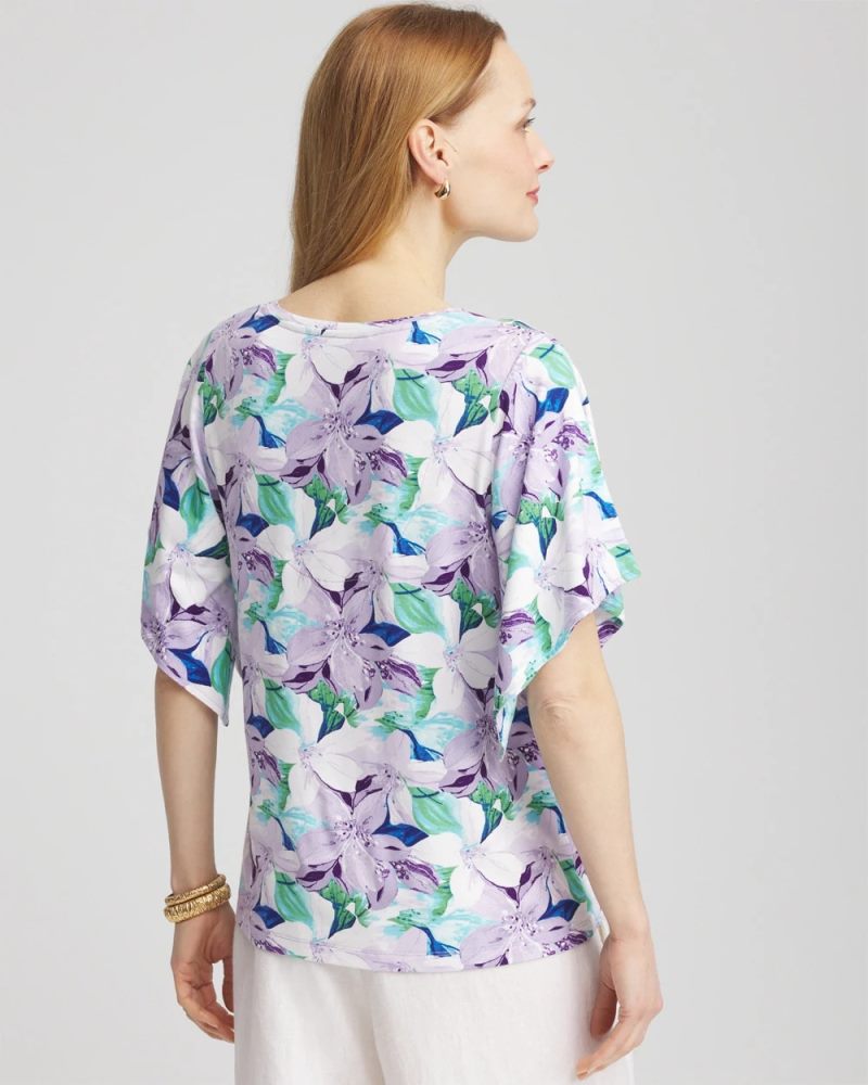 Chicos Touch of Cool™ Lily Handkerchief-Sleeve V-Neck Tee - GENTLE LAVENDER