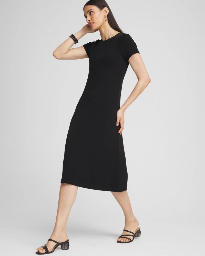 Chicos Travelers™ Fit and Flare Tie Back Dress - TRAVELERS BLACK