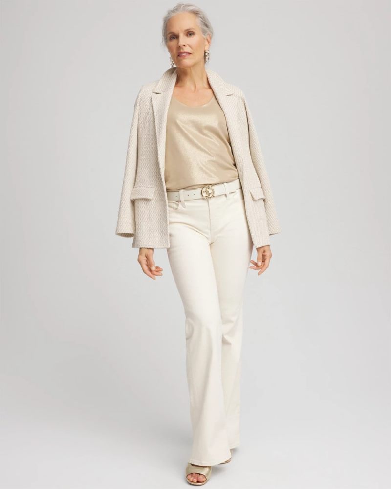 Chicos Foiled Microfiber Tank - CHAMPAGNE
