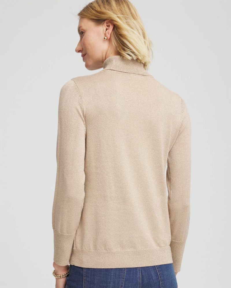 Chicos Metallic Turtleneck Pullover Sweater - CHAMPAGNE FIZZ
