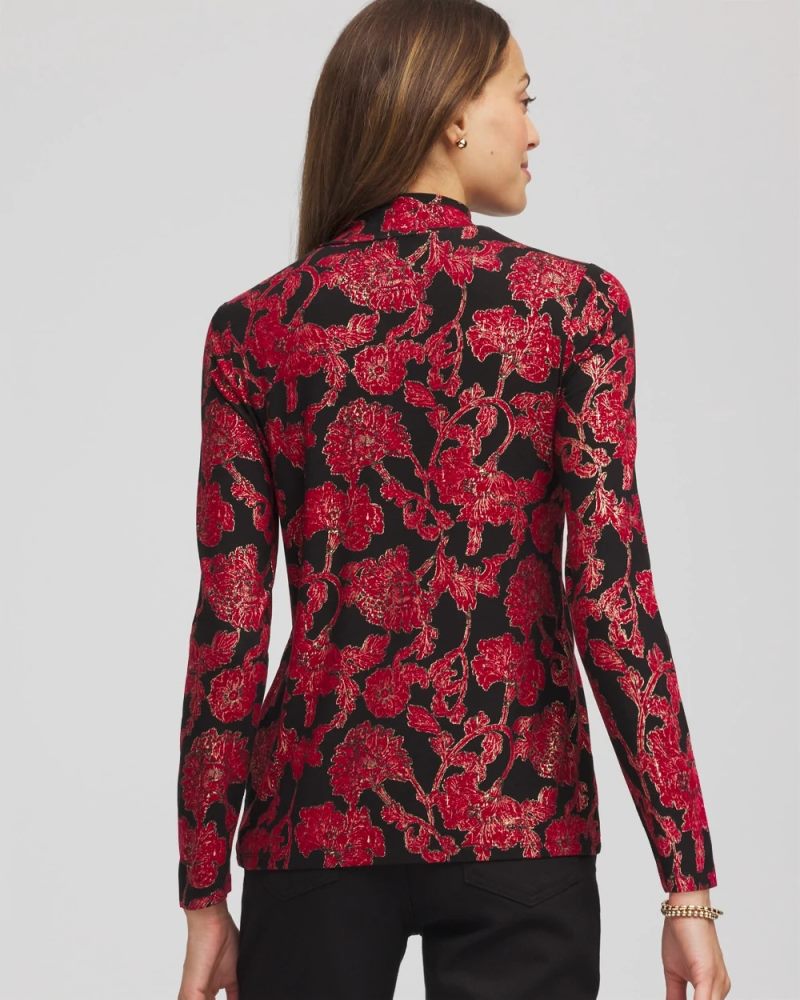 Chicos Touch of Cool™ Mockneck Layering Tee - CARMINE RED