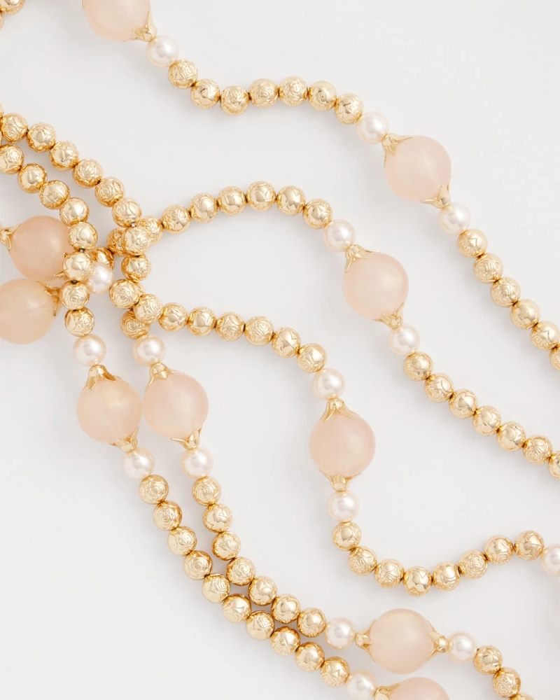 Chicos Gold Pink Chunky Beaded Necklace - PINK