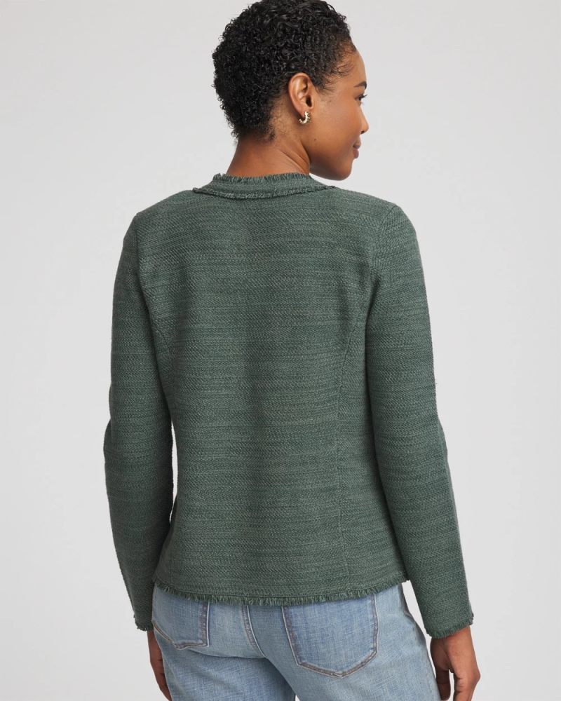 Chicos Embroidered Cotton-Blend Jacket - DARKEST SPRUCE