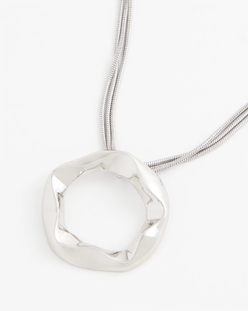 Chicos Short Circle Pendant Necklace - SILVER