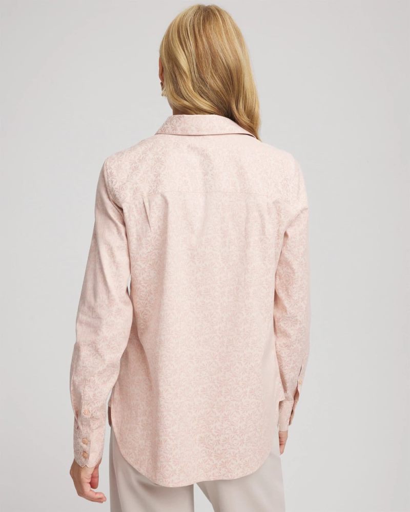 Chicos No Iron Feminine Jacquard Shirt - ROSE SMOKE