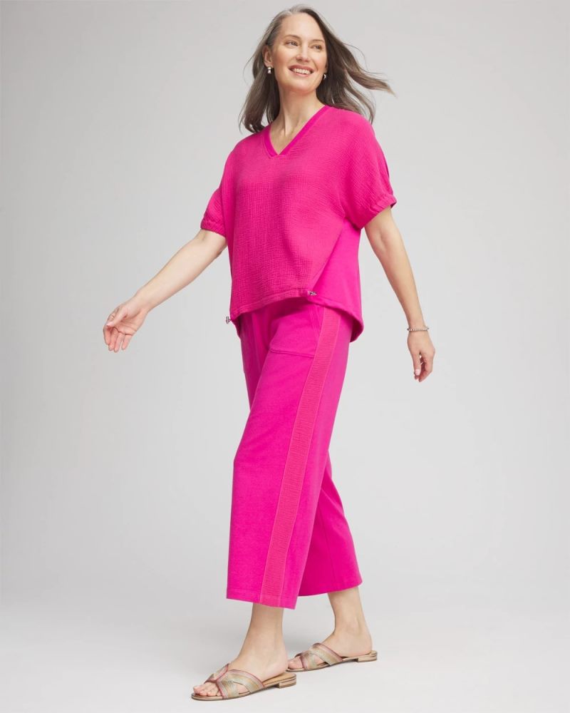 Chicos Zenergy® French Terry Gauze-Inset Cropped Pants - CRUSHED BERRIES