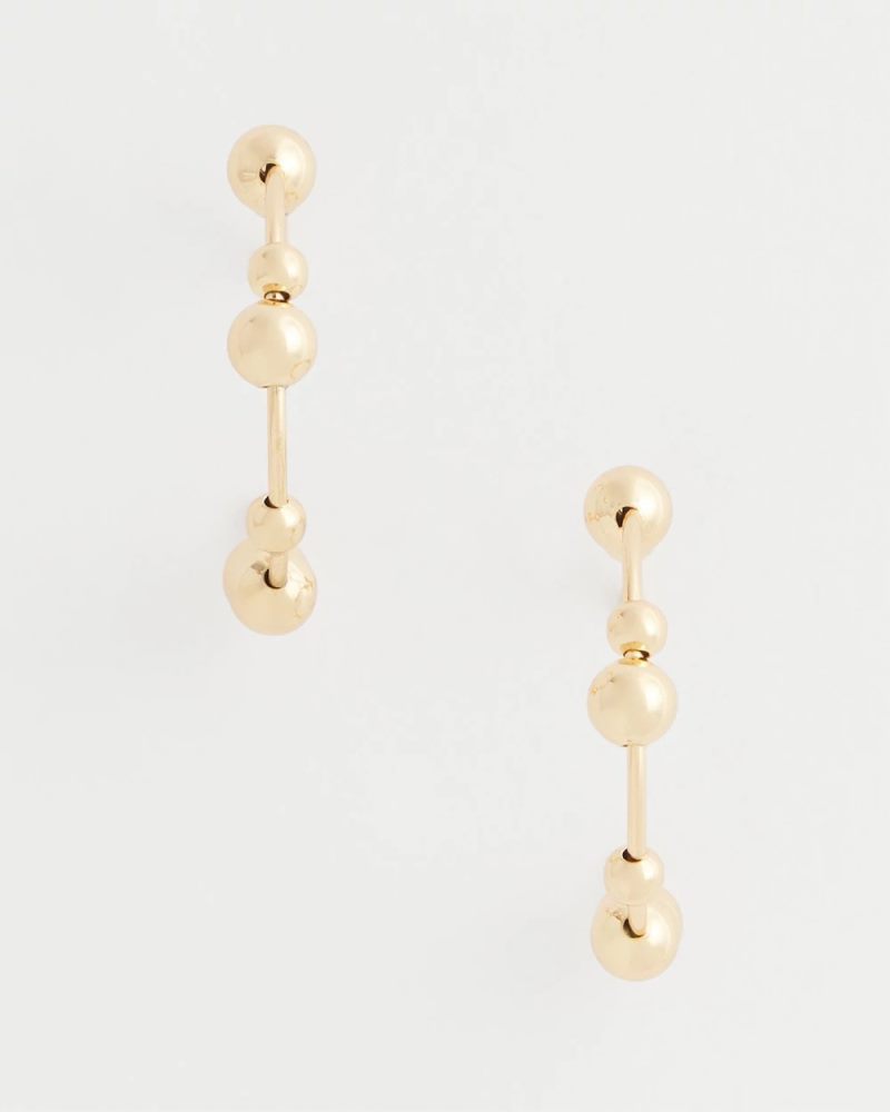 Chicos Goldtone Beaded Hoop Earrings - GOLD