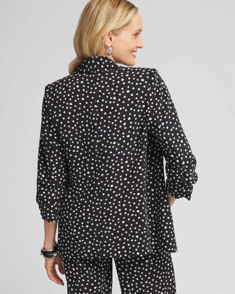 Chicos Ruched Sleeve Blazer - BLACK/SMOKEY TAUPE
