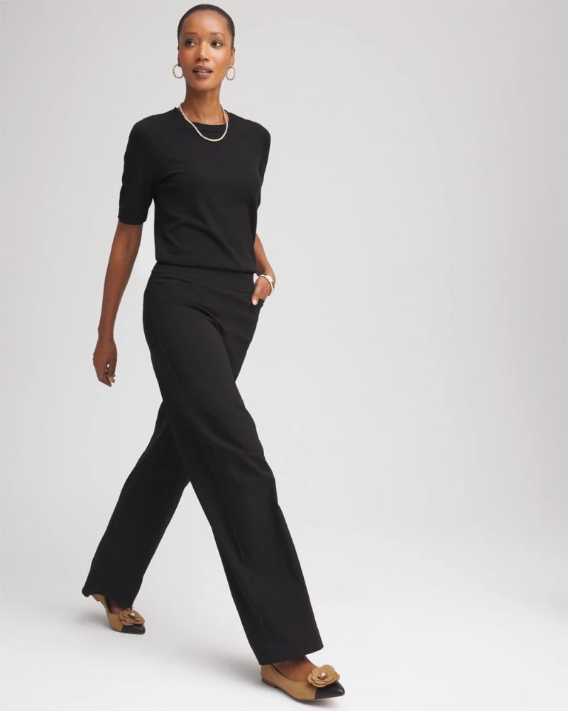 Chicos Brigitte™ Slim Wide-Leg Pants - BLACK