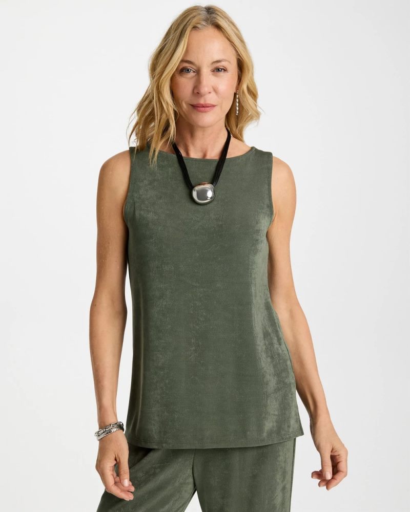 Chicos Travelers™ Side-Slit Tank - KELP FOREST