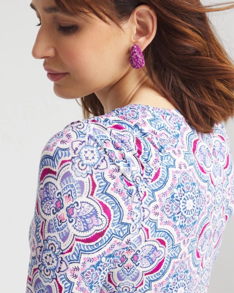 Chicos Touch of Cool™ Shirred Shoulder Blouse - PURPLE CLOVER