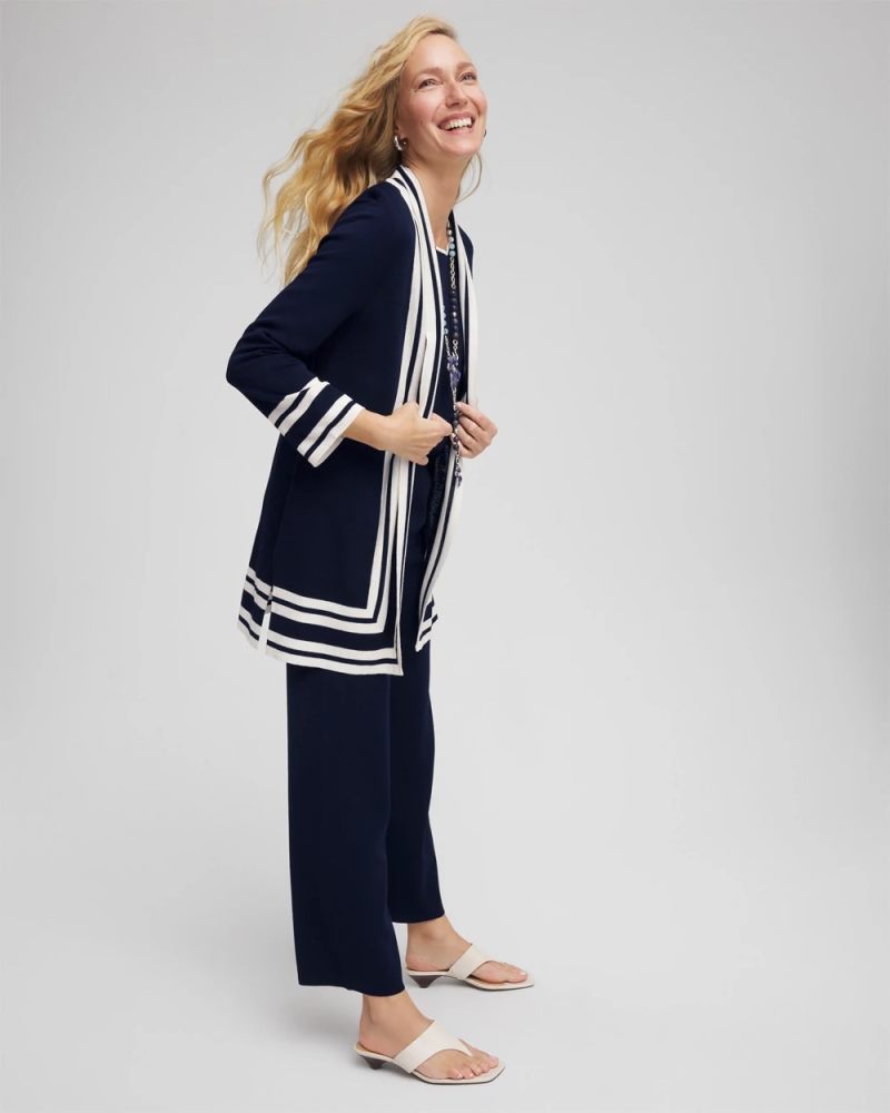 Chicos Travelers™ Contrast Border Cardigan - TRAVELERS INDIA INK