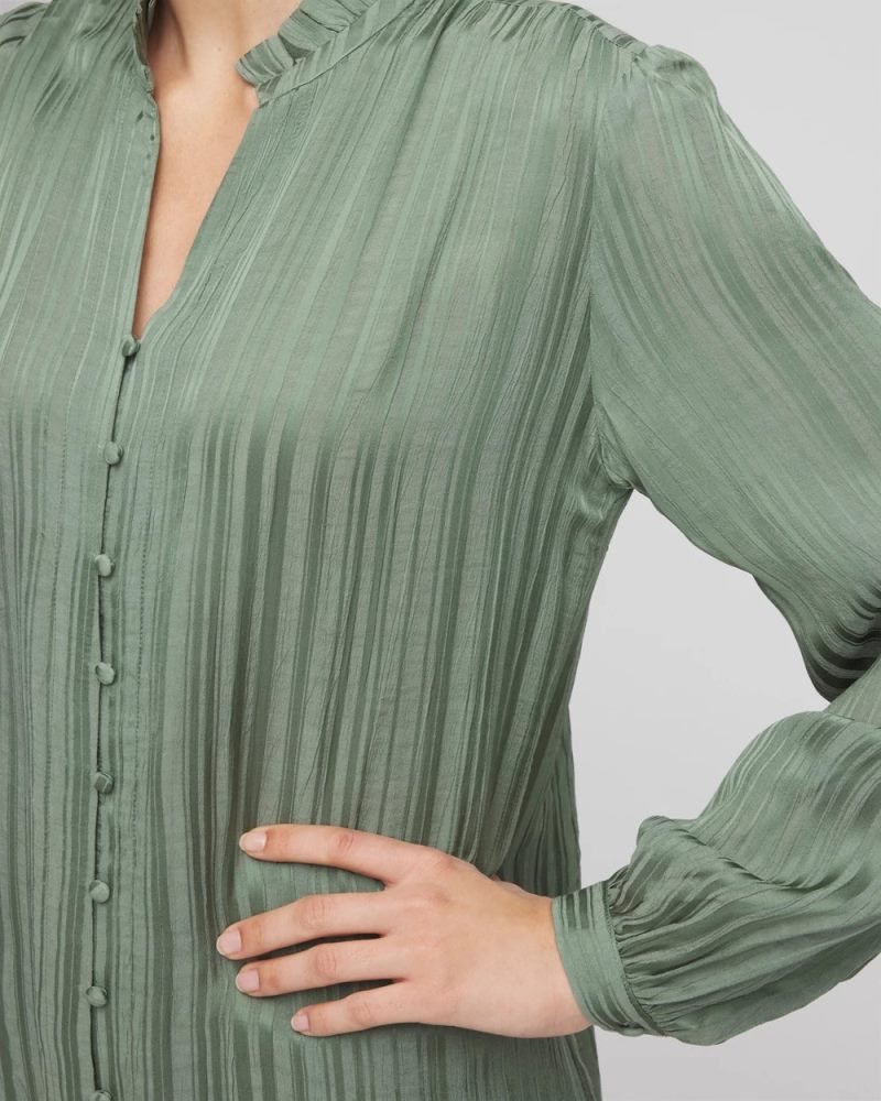 Chicos Georgette Ruffled-Hem Blouse - MINERAL GREEN