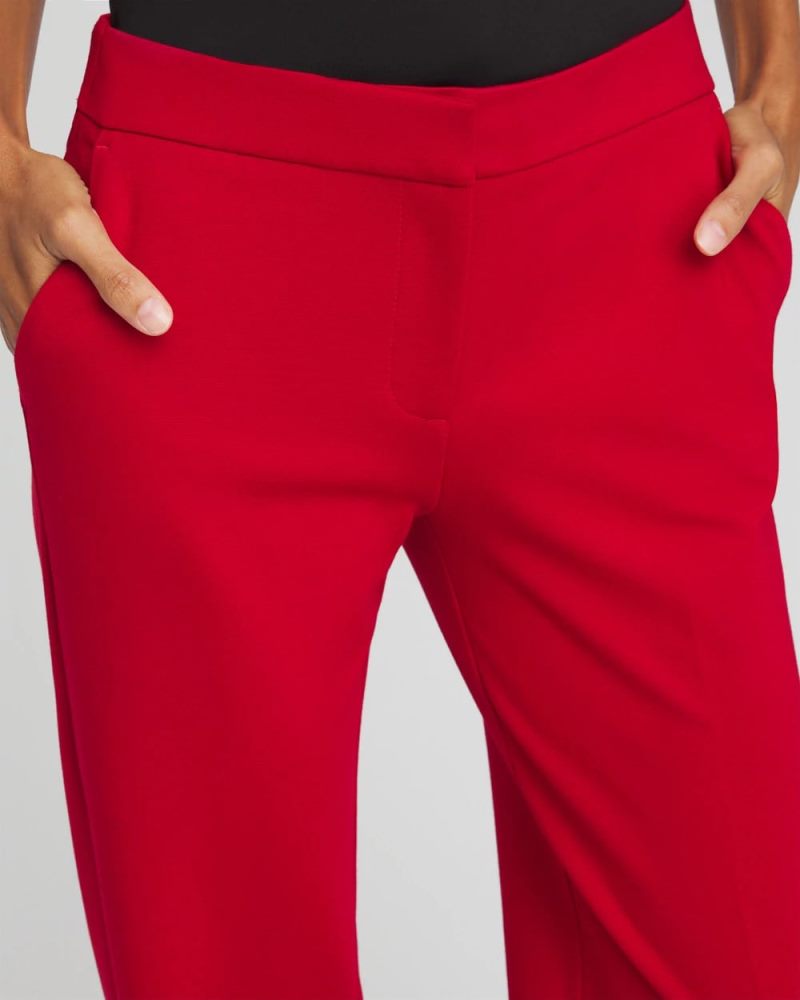 Chicos Emme Wide-Leg Trouser Ponte Pants - CARMINE RED