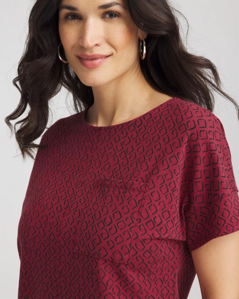 Chicos Zenergy® UPF Geo-Print Dolman Top - RUSSET RED