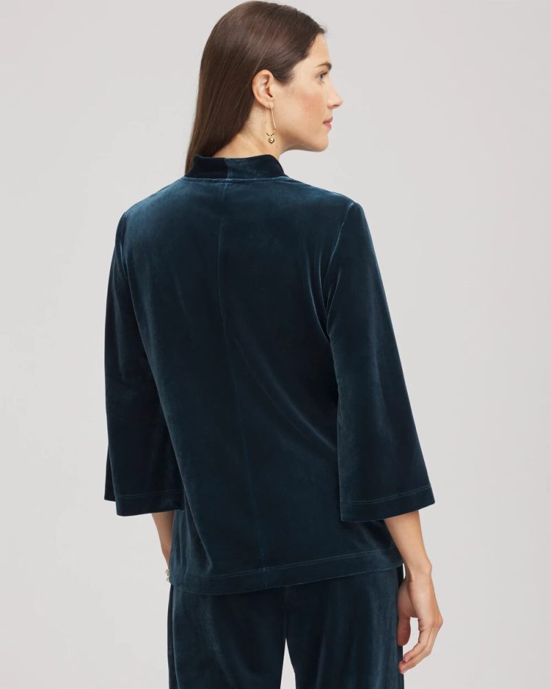 Chicos Travelers™ Velvet V-Neck Kimono Sleeve Top - TEAL SHADOW