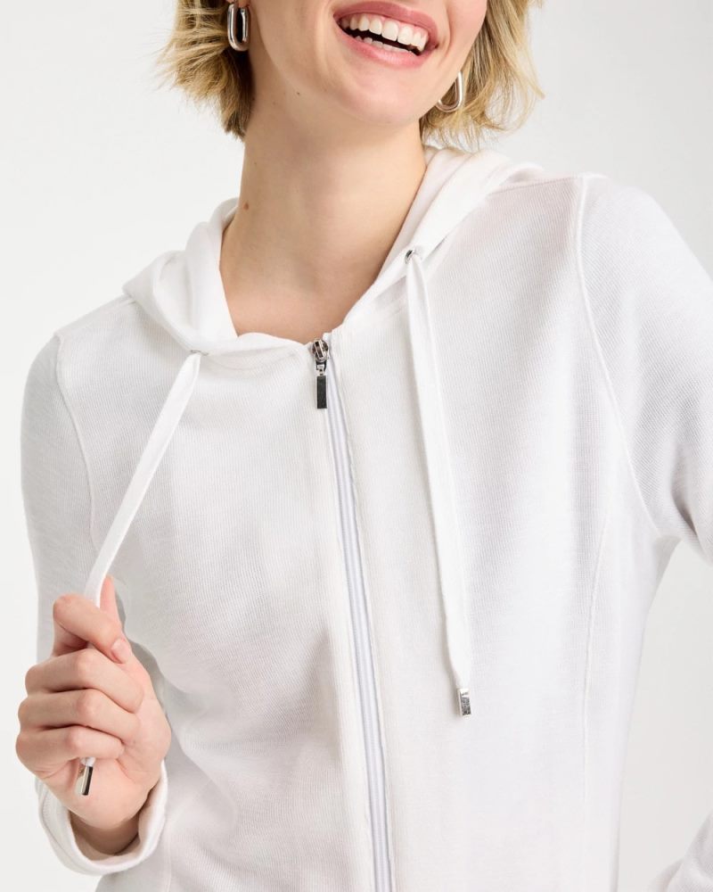 Chicos Zenergy® Beach Slub Zip-Front Hoodie - ALABASTER