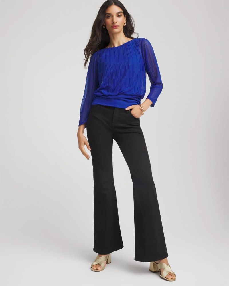 Chicos Touch of Cool™ Textured Banded-Hem Top - COBALT STONE