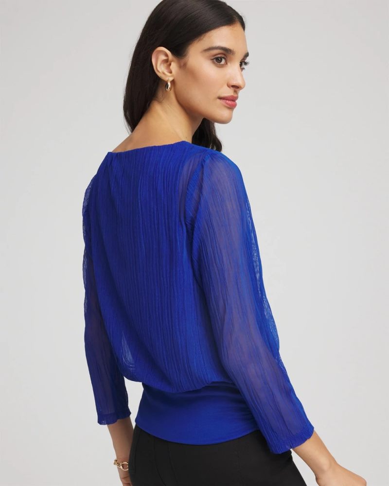 Chicos Touch of Cool™ Textured Banded-Hem Top - COBALT STONE