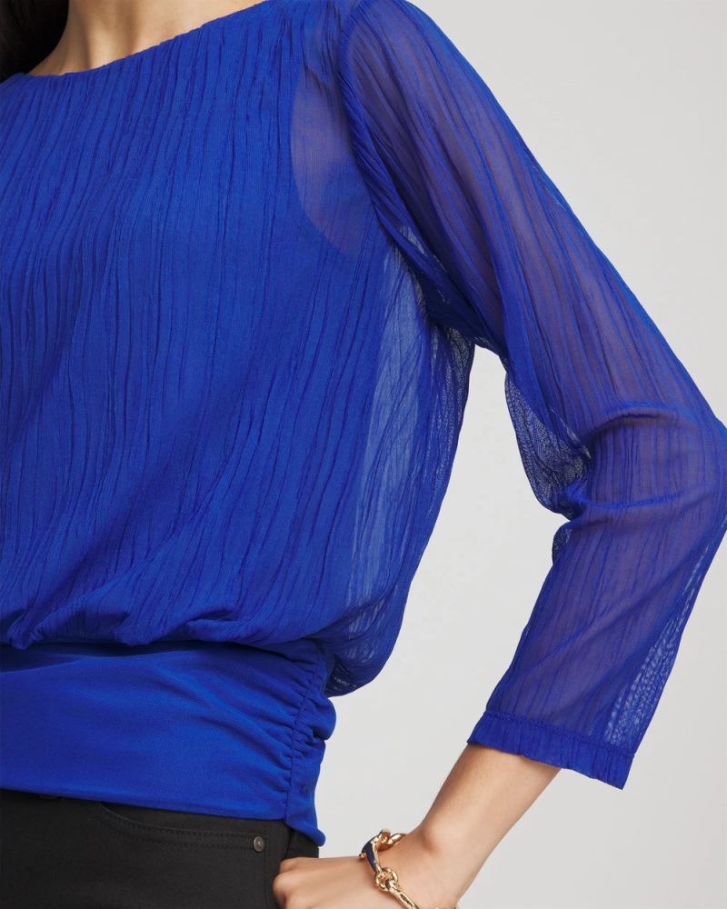 Chicos Touch of Cool™ Textured Banded-Hem Top - COBALT STONE