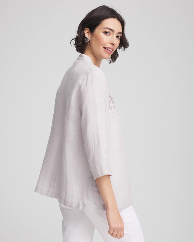 Chicos Embellished Linen Kurta Tunic - DOVE GRAY