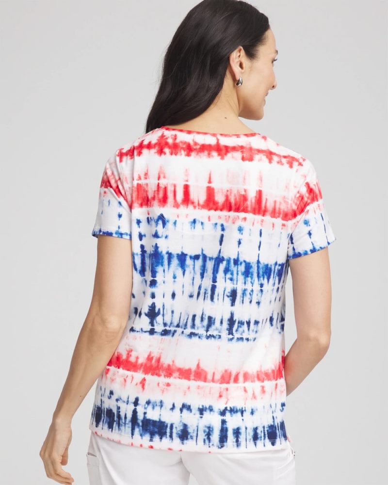 Chicos Zenergy® Americana Tie-dye V-Neck Tee - RED GLOW