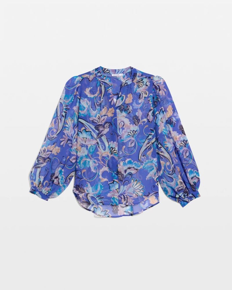 Chicos Georgette Paisley Blouse - AMPARO BLUE