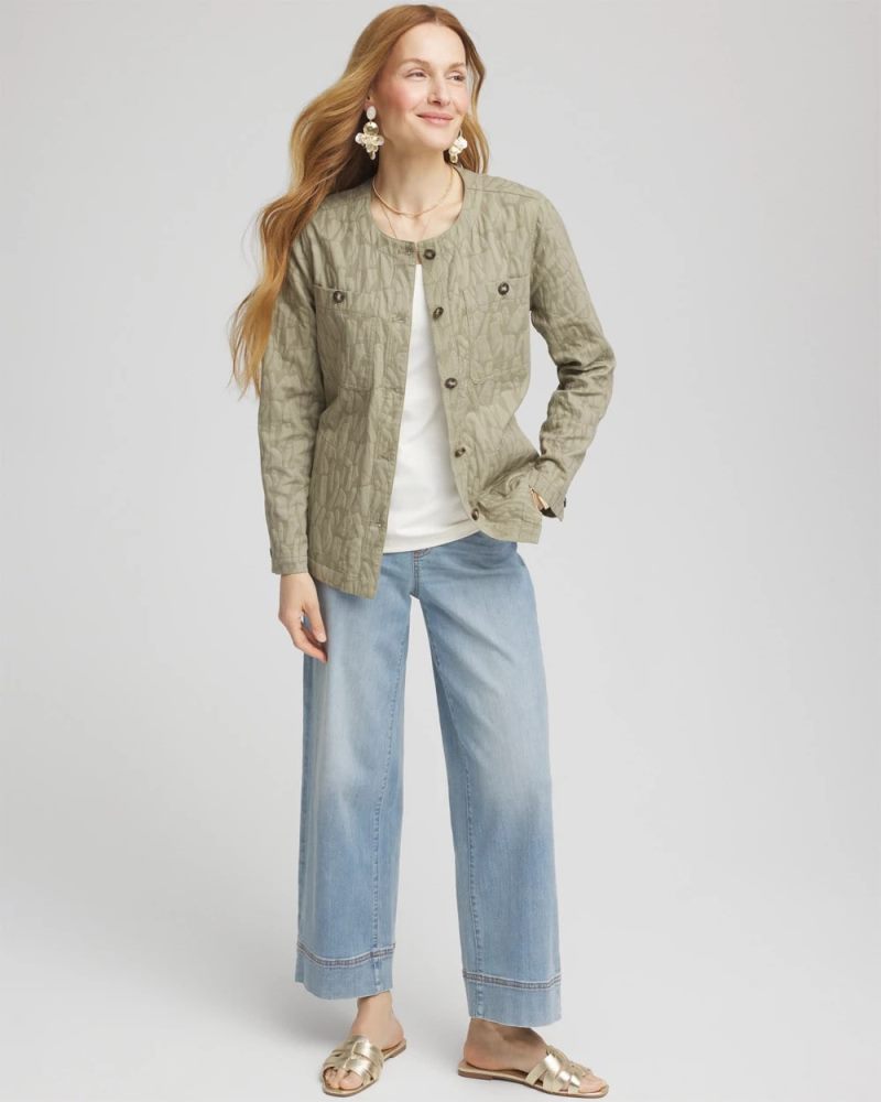 Chicos Jacquard Gauze Belted Field Jacket - WASHED SAGE