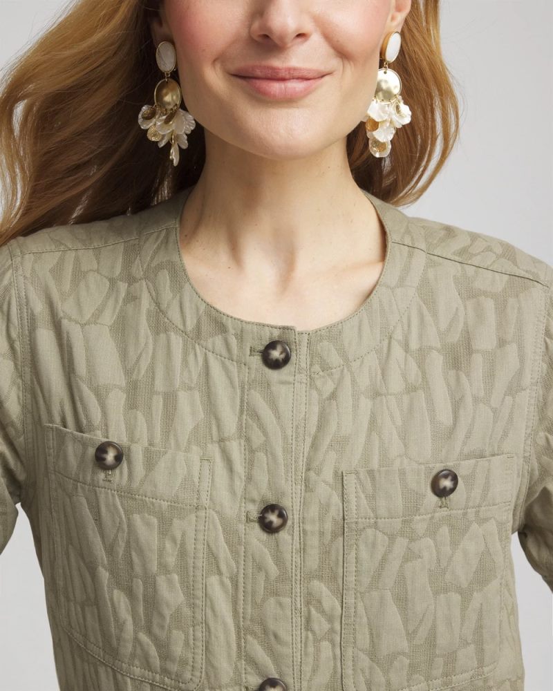 Chicos Jacquard Gauze Belted Field Jacket - WASHED SAGE
